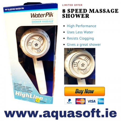 8 Speed Massage Shower Head - White